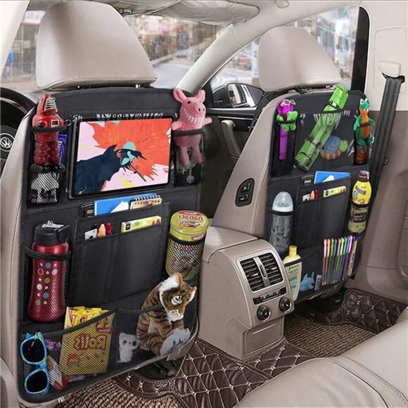 Car Backseat Organizer with 10" Table Holder, 9 Storage Pockets Seat Back - Picture 4 of 7